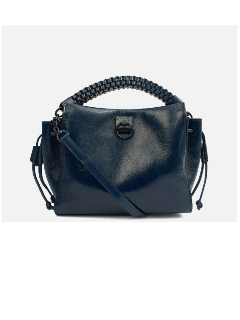 Mulberry Crinkle Patent Leather Small Iris Handbag Woven Handle Crossbody